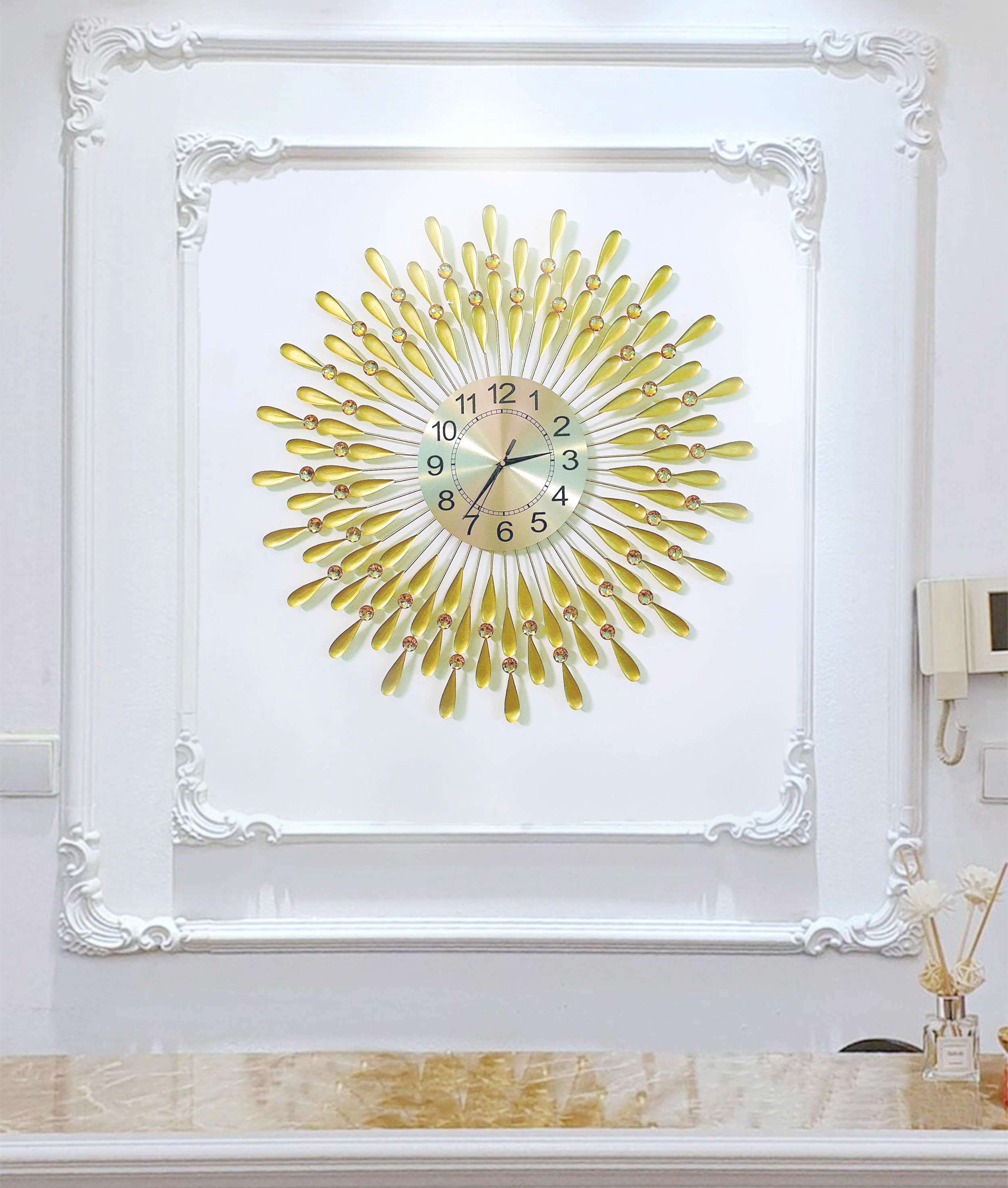 Đồng hồ treo tường trang trí decor MT giọt nước Mặt Trời Vàng kích thước 70 x 70 cm