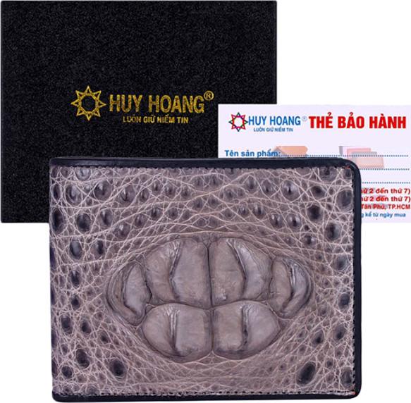 Ví Nam Da Cá Sấu Gù Đầu Huy Hoàng HT2290 (12.5 x 10 cm) - Xám