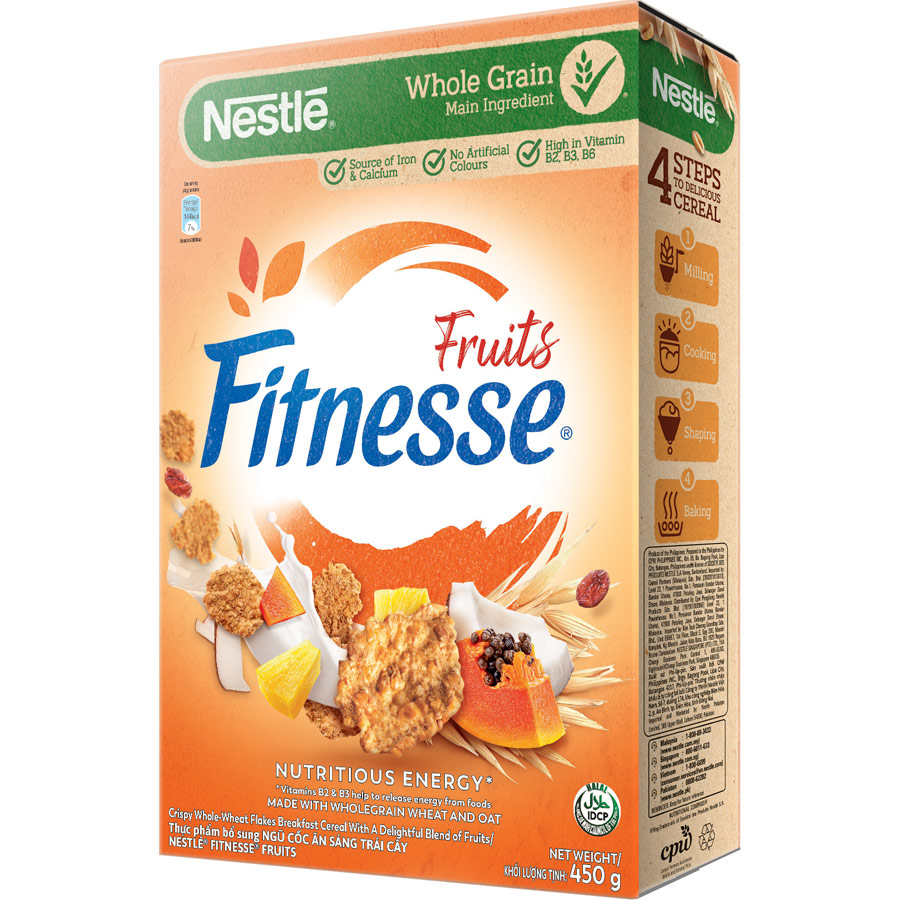 Ngũ cốc ăn sáng Fitnesse trái cây (hộp 450g) [Tặng túi trống thể thao NBC Box - Giao mẫu ngẫu nhiên]