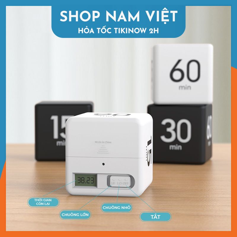 Đồng Hồ Hẹn Giờ Thông Minh Hình Lập Phương (15-20-30-60 Phút)