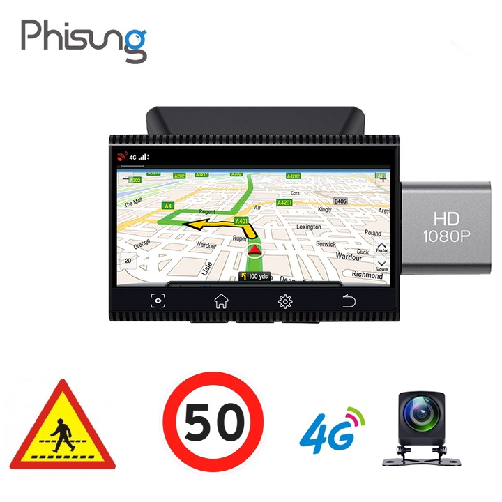 Camera hành trình xe ô tô nhãn hiệu Phisung K11 Plus có đọc biển báo giao thông- Hàng nhập khẩu