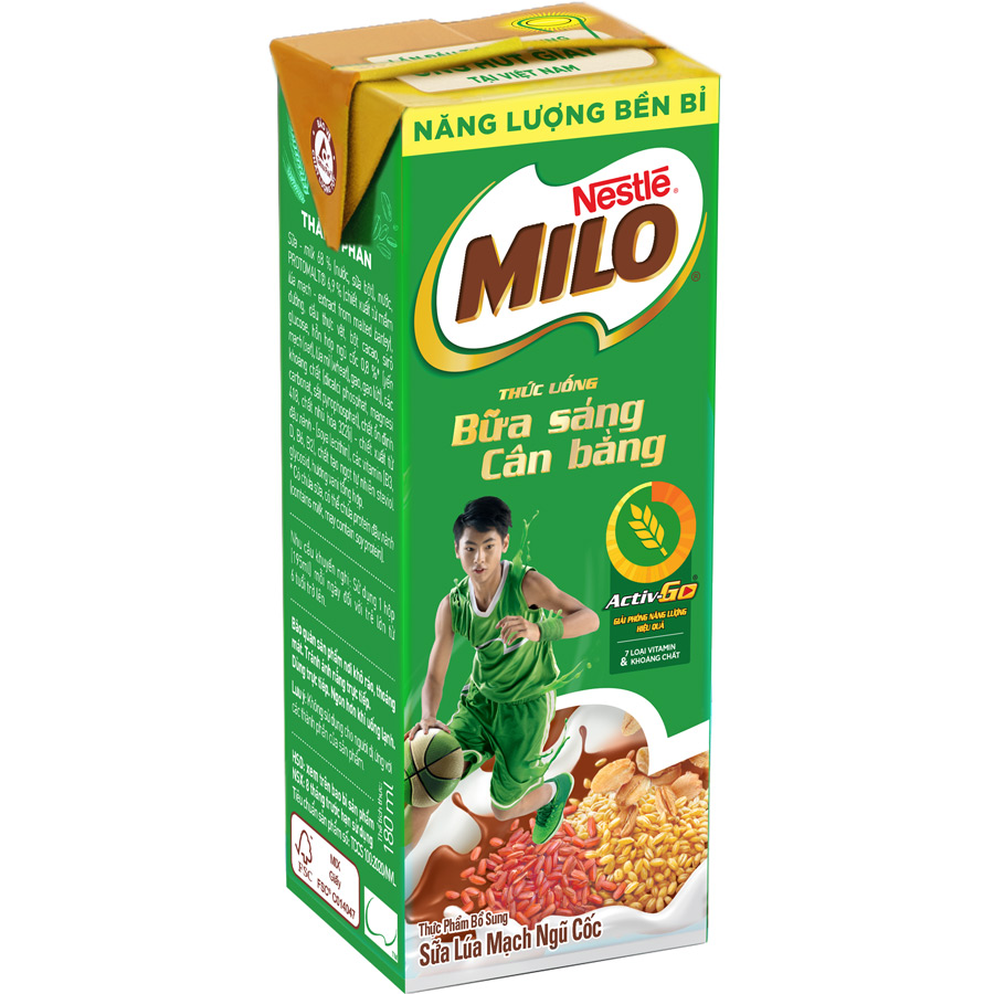 Sữa Lúa Mạch Nestlé Milo Bữa Sáng Thùng 36 Hộp x 180ml (12x3x180ml) - [Tặng Túi Đeo Chéo Hình Giày - Giao mẫu ngẫu nhiên]