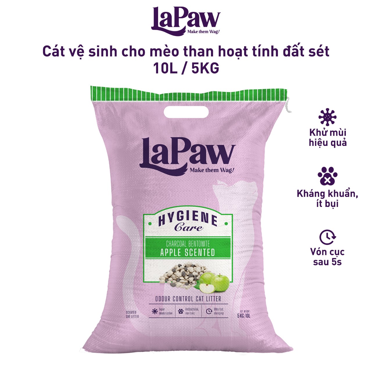 CÁT VỆ SINH (ĐẤT SÉT) LAPAW CHO MÈO TÚI 10L - BAO BÌ MỚI