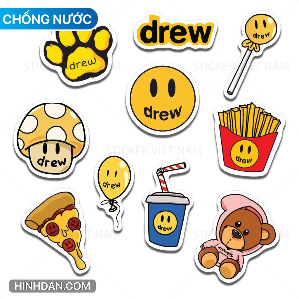 Sticker in hình DREW - Dán Trang Trí - Chất Liệu PVC Cán Màng Chất Lượng Cao Chống Nước, Chống Nắng, Không Bong Tróc Phai Màu