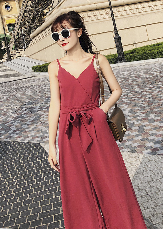 Set Jumpsuit 2 dây liền quần ống rộng sang trọng, lưng trần quyến rũ, mẫu thanh lịch trẻ trung, có dây bụng | MX046