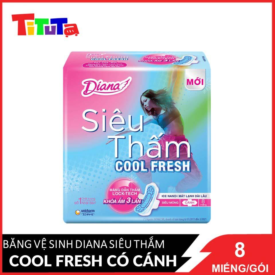 Băng vệ sinh Diana Siêu thấm Cool Fresh 8 miếng/gói