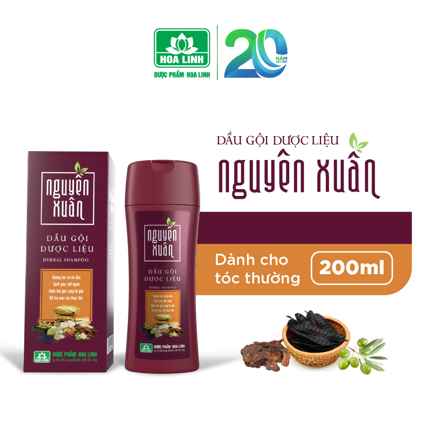 Dầu gội Dược liệu Nguyên Xuân nâu 200ml (Dành cho tóc thường & da đầu dầu)