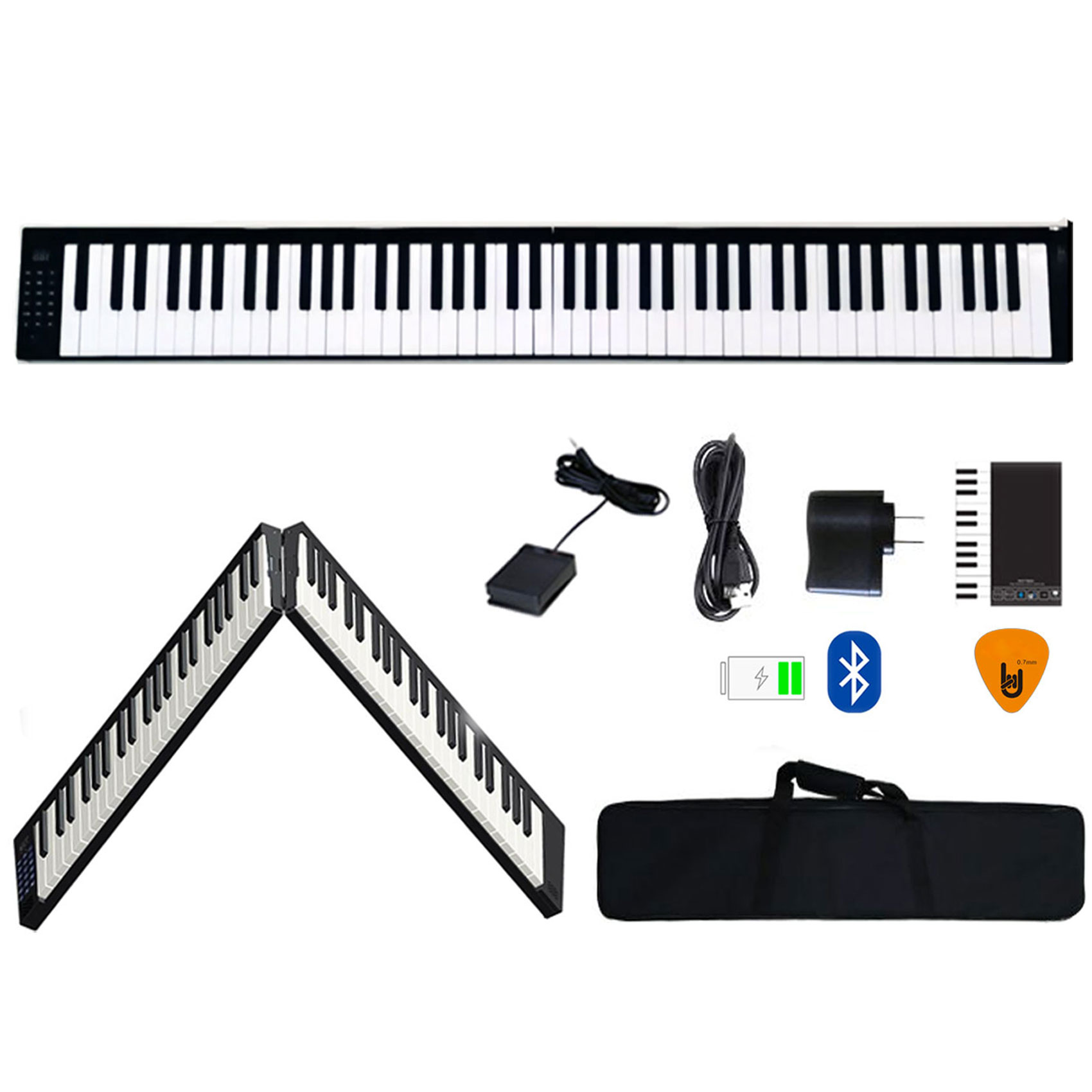 [Gấp Gọn] Đàn Piano Điện Konix PJ88S - 88 Phím Cảm Ứng Lực Có Loa PJ88 (Pin sạc, Bluetooth, Pedal) Hàng Chính Hãng