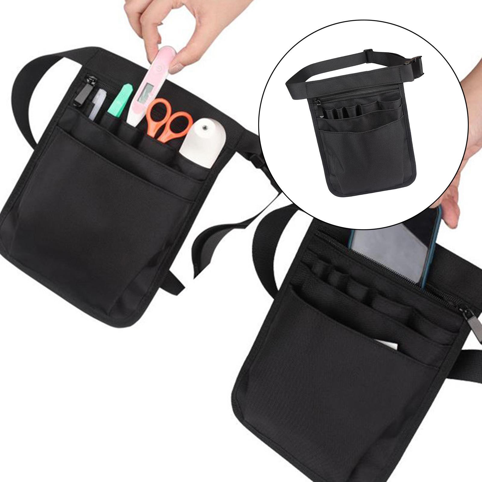 Nylon Nurse Organizer Belt Waist Bag Fanny Pack Case for Scissors Care Black