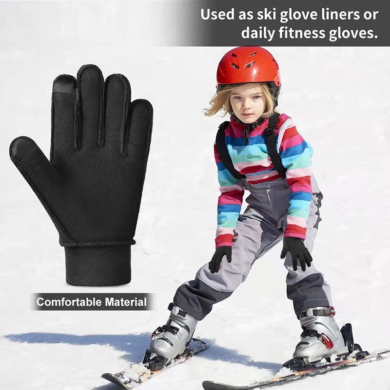Mùa đông trẻ em đi xe đạp găng tay ấm áp không chống trượt màn hình cảm ứng ngoài trời xe đạp xe đạp xe đạp trượt tuyết đầy đủ găng tay ngón tay Color: 1 Pair 01 Size: L