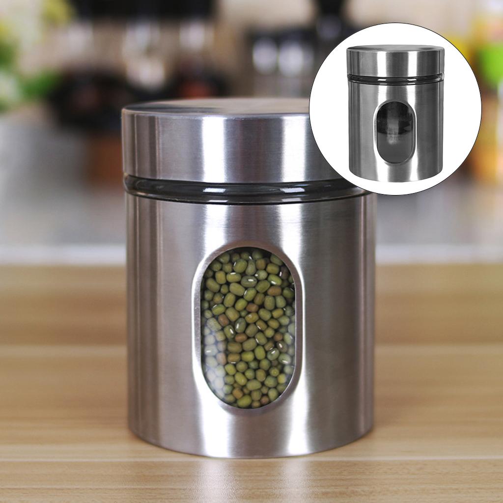 Stainless and Glass Canisters for Grain Beans Sugar Tea Storage Space Saving