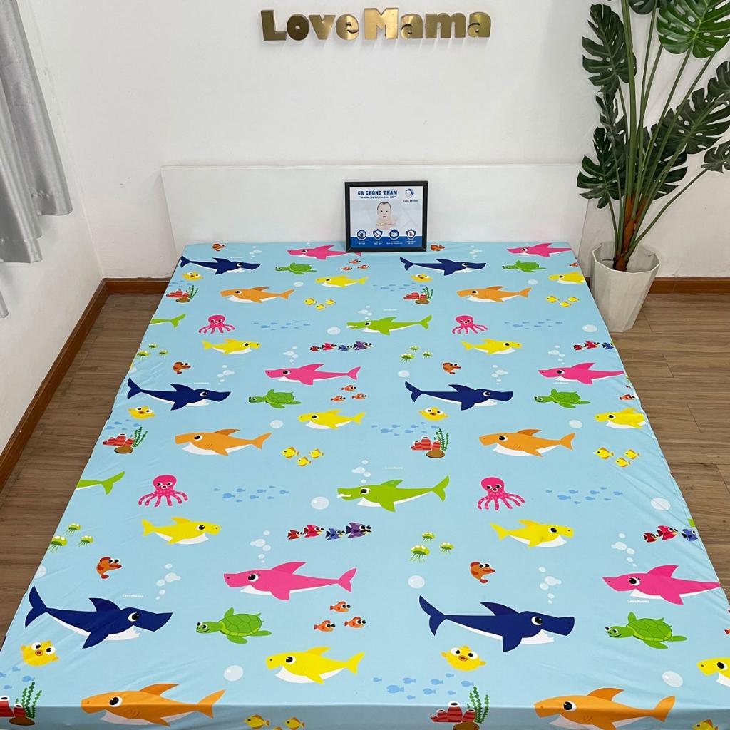 Ga chống thấm Cotton Baby Shark mềm mại thoáng mát không sột soạt LoveMama