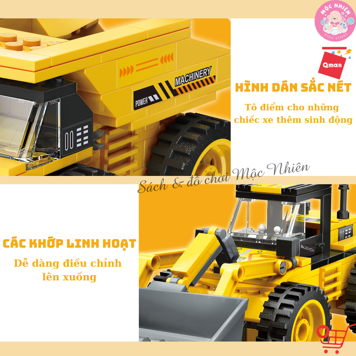 Đồ chơi xếp hình lắp ráp Qman 42110 - Xe xây dựng (203 mảnh ghép) - Dành cho bé từ 6 tuổi