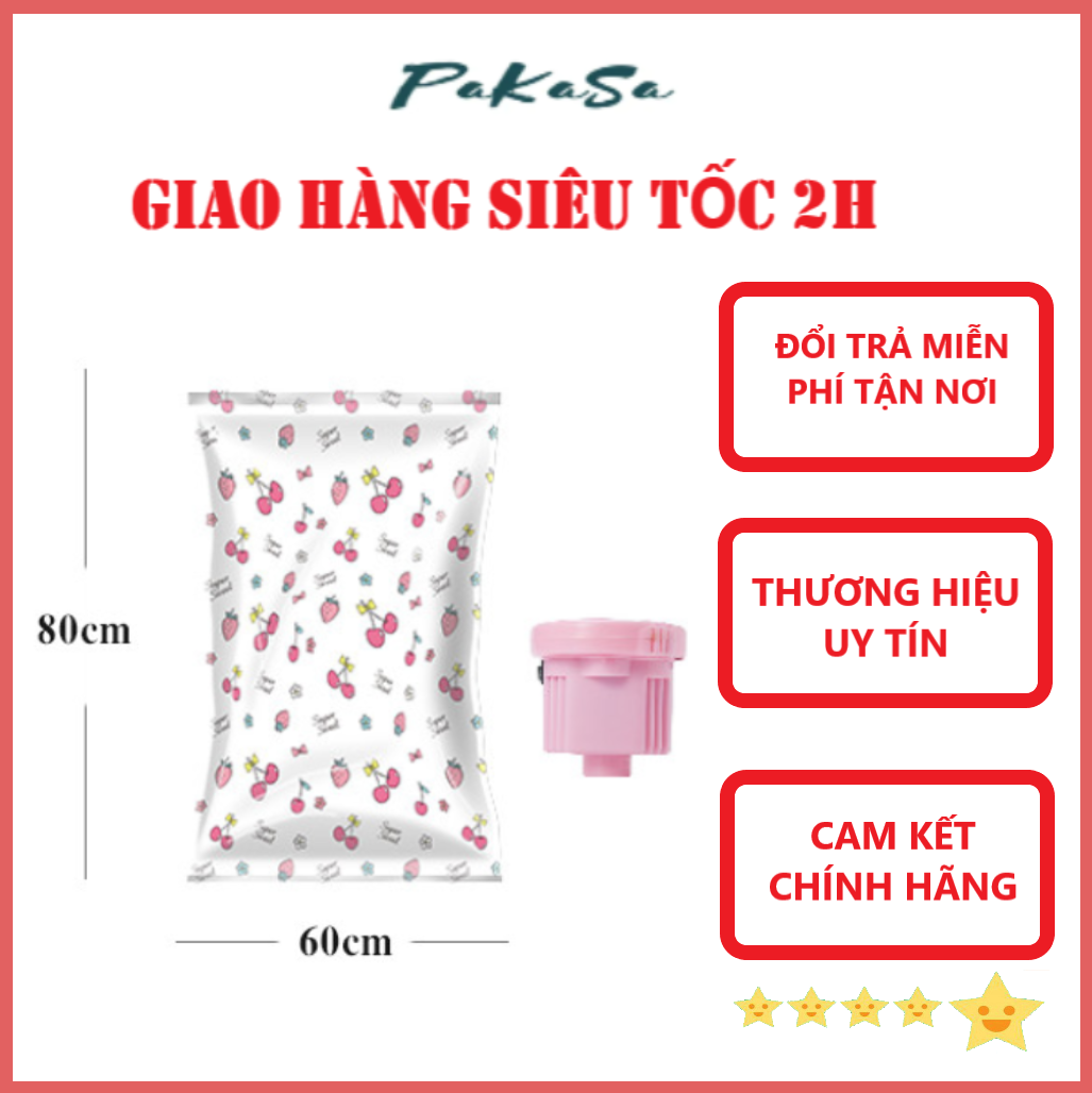 Bộ Nén Chân Không bơm Hút Chân Không Bằng Điện ( 1 Bộ Gồm 1 Máy Và 1 Túi Size 60 x 80 cm ) - Chính Hãng