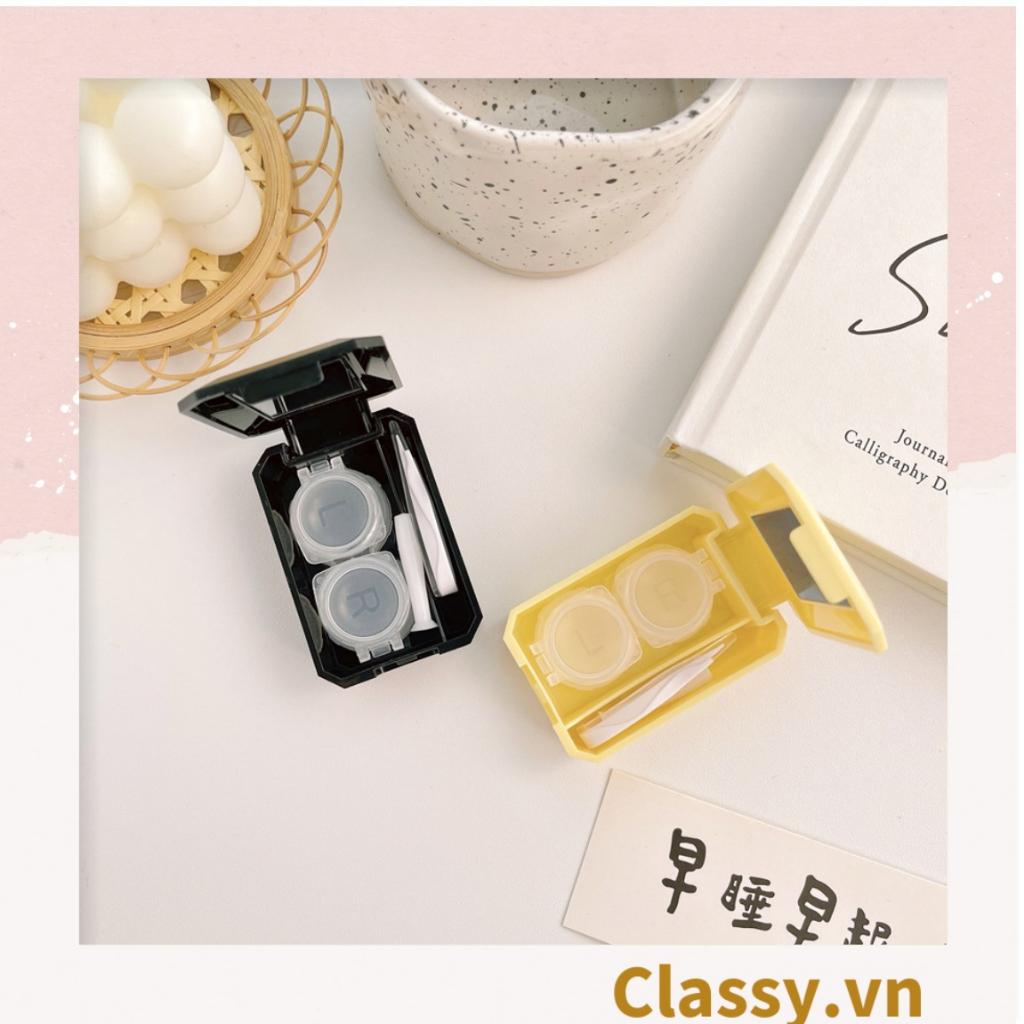 Hộp đựng 01 cặp kính áp tròng Classy , khay lens hình dễ thương, có gương soi PK658