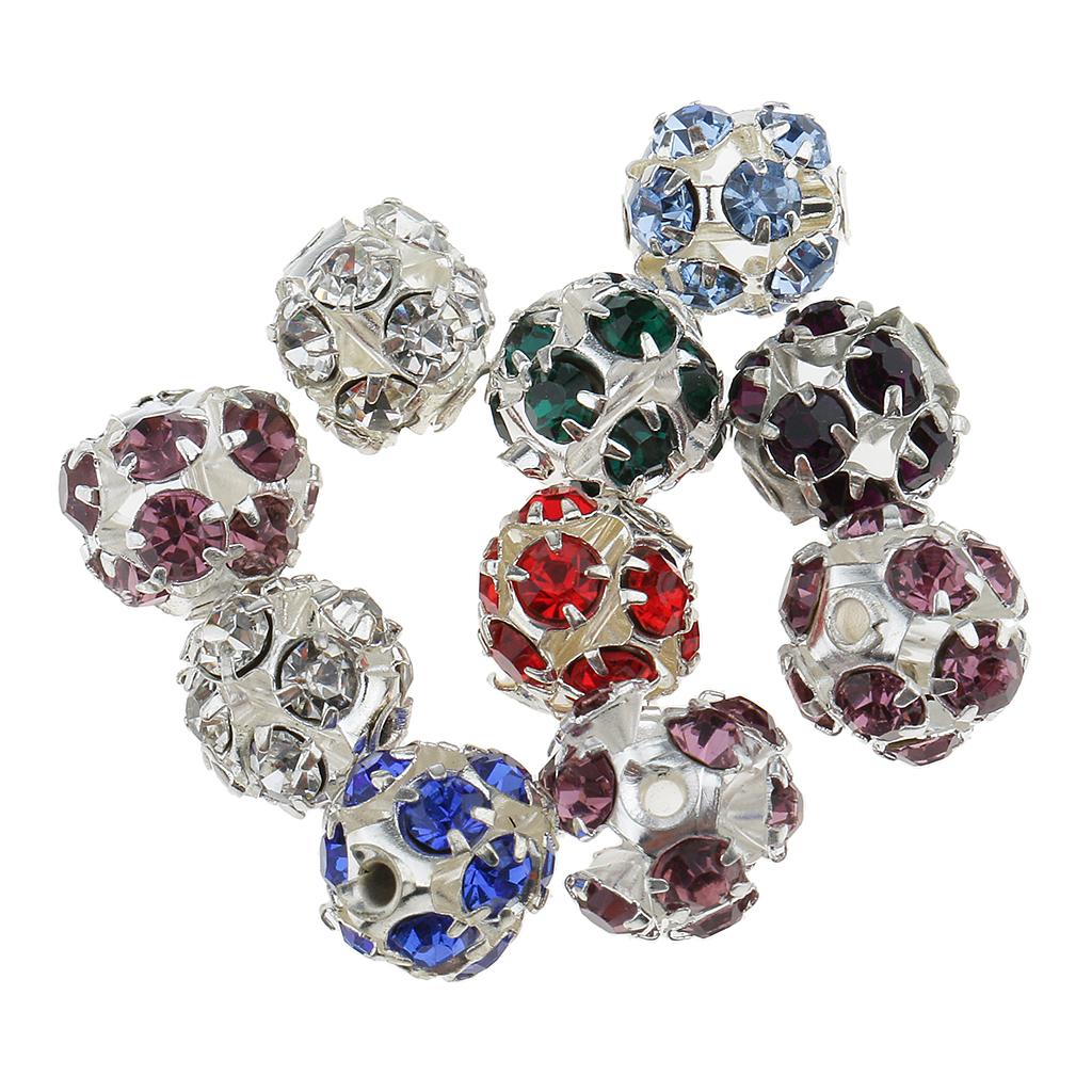 10pcs Round Metal Crystal Beads for Beading Jewelry Making DIY Bracelet 8mm