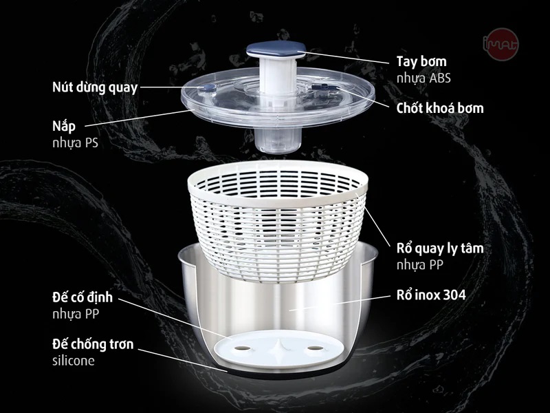 Rổ quay rau tách nước iMat - Hàng chính hãng