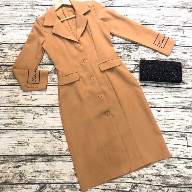 ĐẦM CỔ VEST NÚT BỌC