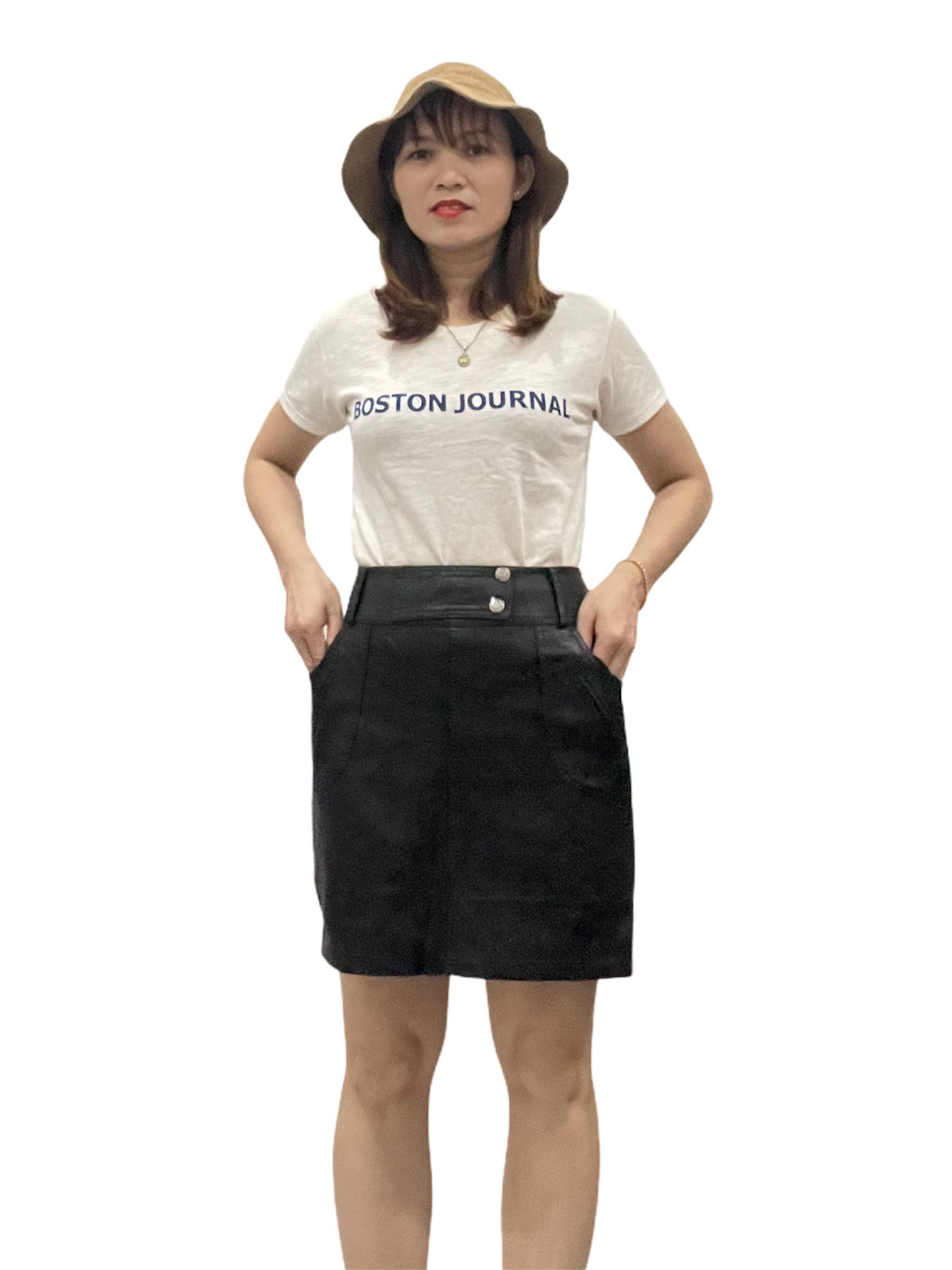 Chân Váy Chữ A Da Pu Lưng Cao Thời Trang Hàn Quốc V19 58-64 KG JIAMI