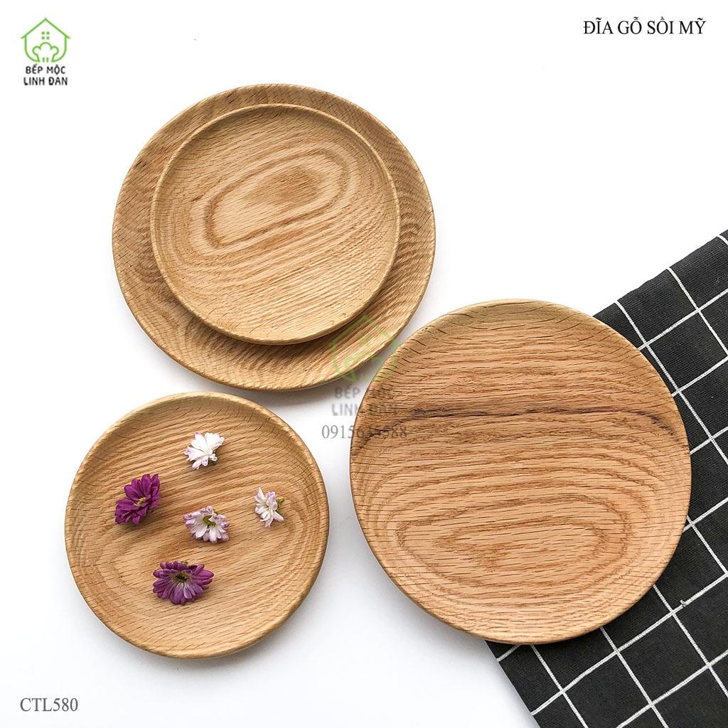 Đĩa Gỗ Sồi HAHANCO Đựng Thức Ăn, Hoa Quả, Decor_Vân Đẹp, Siêu Sạch