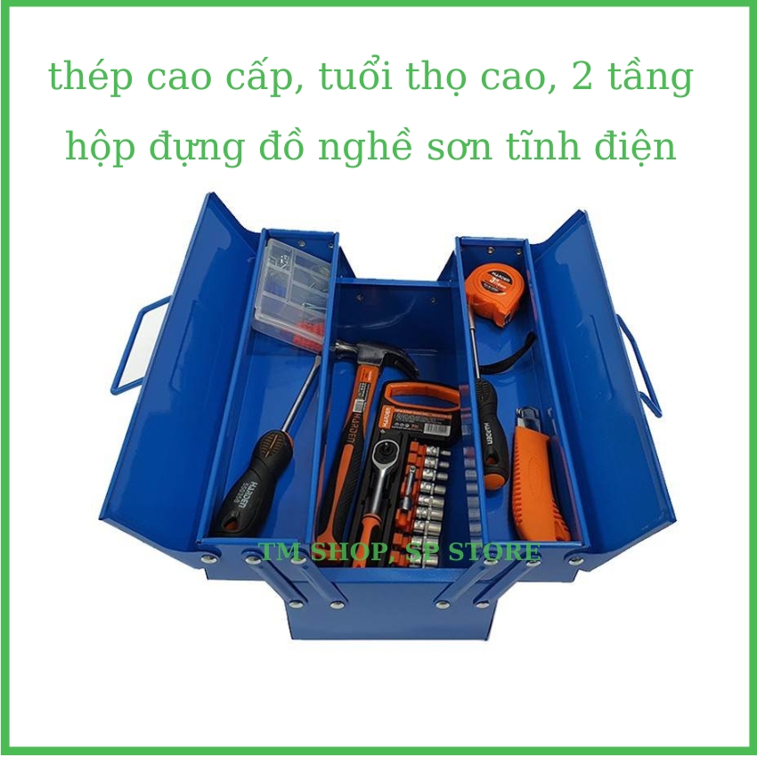 thùng đựng đồ nghề 2 tầng 3 ngăn, thùng bằng kim loại sơn tĩnh điện, độ bền của thùng rất cao