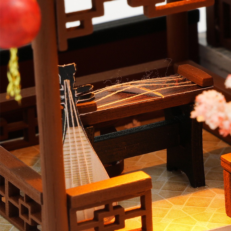 Mô hình nhà DIY Doll House Biệt phủ cổ Trung Quốc Kèm Đèn LED và Mica chống bụi