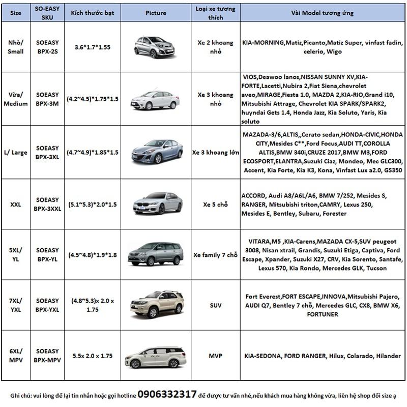 Bạt phủ ô tô xe hơi 7 chỗ SUV, áo trùm xe hơi,xe ô tô phủ nhôm bạc lớp phản quang chống nóng, mưa, xước sơn_BPX