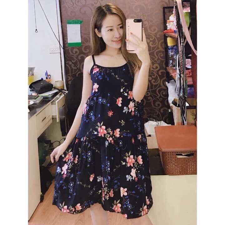 Váy lanh 2 dây - váy bầu - váy suông