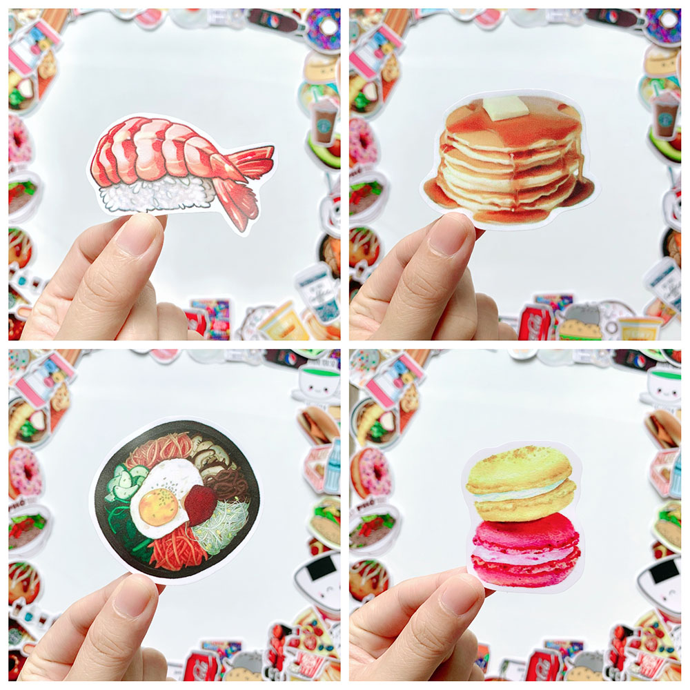 Bộ 20 Sticker Food Chủ Đề Món Ăn Uống Hình Dán Chống Nước Decal Chất Lượng Cao Trang Trí Va Li Du Lịch, Xe Đạp, Xe Máy, Laptop, Nón Bảo Hiểm, Máy Tính Học Sinh, Tủ Quần Áo, Nắp Lưng Điện Thoại