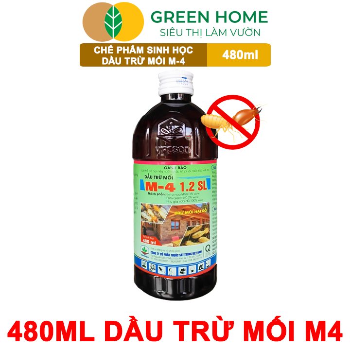 Dầu Trừ Mối M-4 1.2SL GreenHome, Vipesco, Chai 480ml, Đặc Trị Mối Ăn Gỗ Đồ Nội Thất, Công Trình