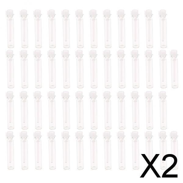 2x50x Mini Glass Perfume Sample Vials Empty Essential Oil Fragrance Bottle 2ml White Cap