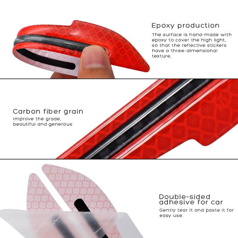 2 Miếng dán phản quang 5D bằng sợi carbon cảnh báo an toàn cho xe hơi