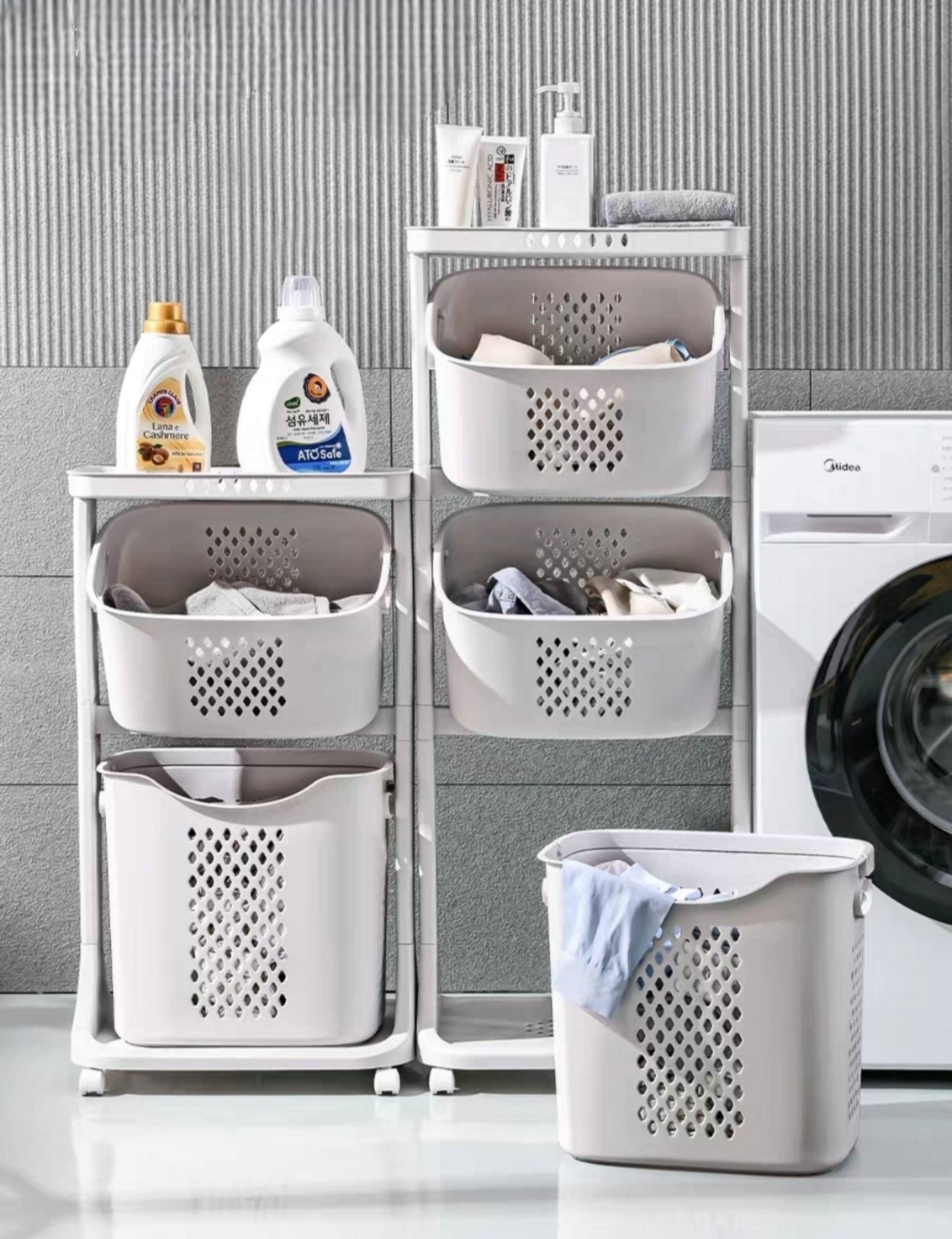 KỆ ĐỰNG ĐỒ 2 TẦNG 3 TẦNG ĐA NĂNG CÓ BÁNH XE XOAY 360 ĐỘ - GIỎ KỆ ĐỰNG ĐỒ ĐỰNG QUÀN ÁO GỌN GÀNG MÀU &amp; KIỂU DÁNG PHONG CÁCH HÀN QUỐC