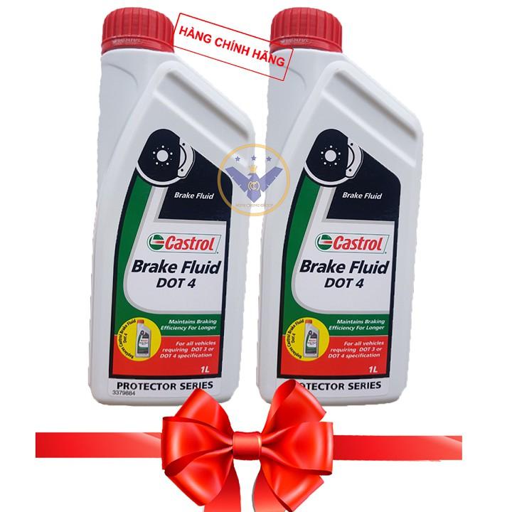 COMBO 2 Dầu phanh, dầu thắng xe ô tô cao cấp Castrol brake Fluid Dot 4 Lon 1L