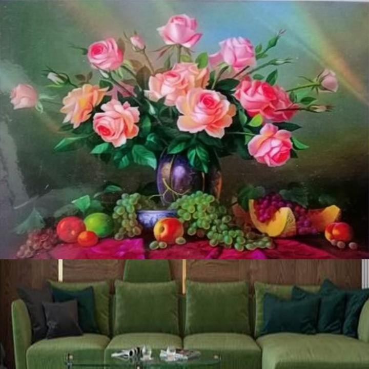 Tranh thêu bình hoa hồng LV3344 - kích thước: 53 * 43cm.