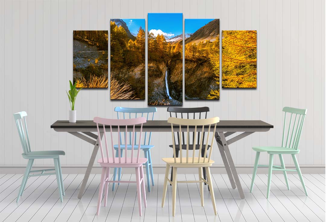 Bộ 5 tranh canvas treo tường phong cảnh dãy núi Alps Pháp - B5T007