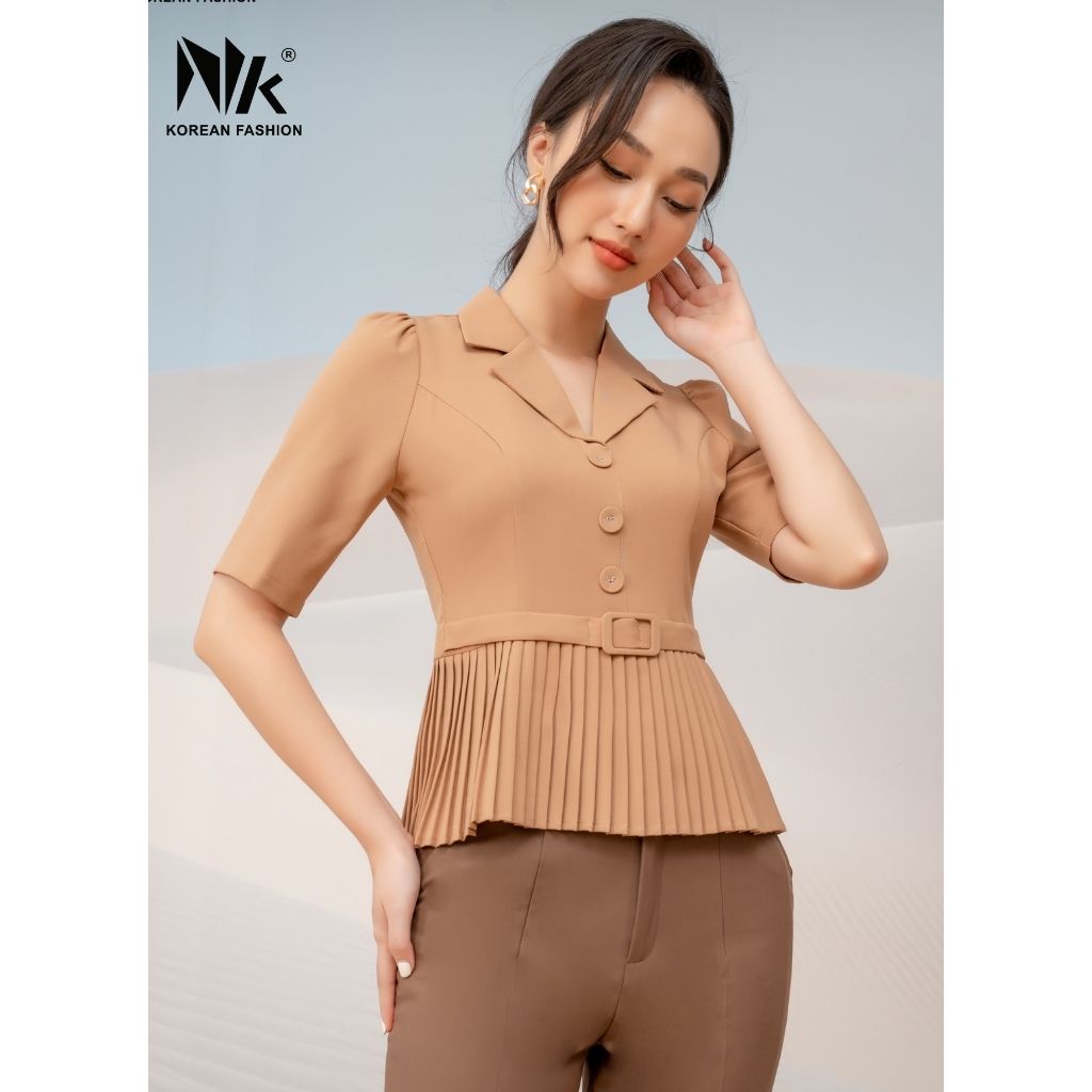 Mua Áo Ký Giả Peplum Dập Ly NK Fashion Thiết Kế Tay Ngắn Bo Eo Điệu, Chất Liệu Nhập Hàn Mềm Mịn NKFSM2110001 - Nâu - S tại NK FASHION OFFICIAL Mua Áo Ký Giả Peplum Dập Ly Nk Fashion Thiết Kế Tay Ngắn Bo Eo Điệu, Chất Liệu Nhập Hàn Mềm Mịn Nkfsm2110001 - Nâu - S Tại Nk Fashion Official