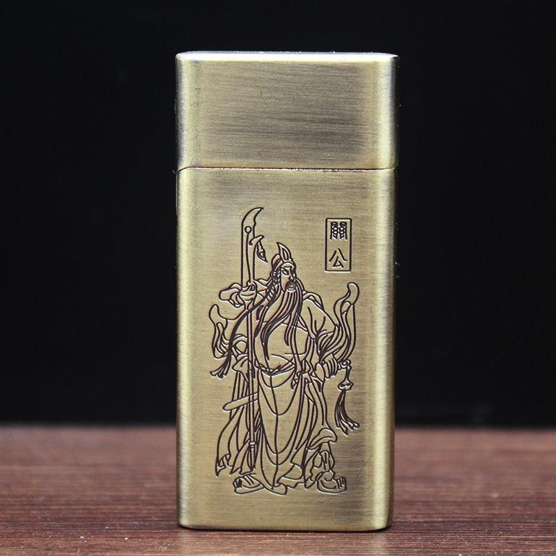 Hột Quẹt Bật Lửa Xăng Đá Dolphin HY-699Q Khắc Hình Quan Công/ Hoa Văn Độc Lạ - Nhiều Màu