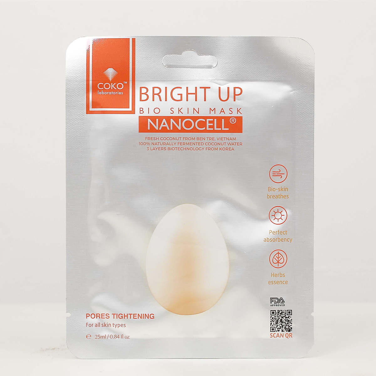 Combo 7 Mặt Nạ Da Sinh Học Dưỡng Trắng Chuyên Sâu COKO Bright Up Bio Skin Nanocell Mask Lên Men Từ 100% Nước Dừa Tươi Tự Nhiên Nâng Tone Cho Làn Da Trắng Sáng, Dẻo Dai Mềm Mịn – Hàng Chính Hãng