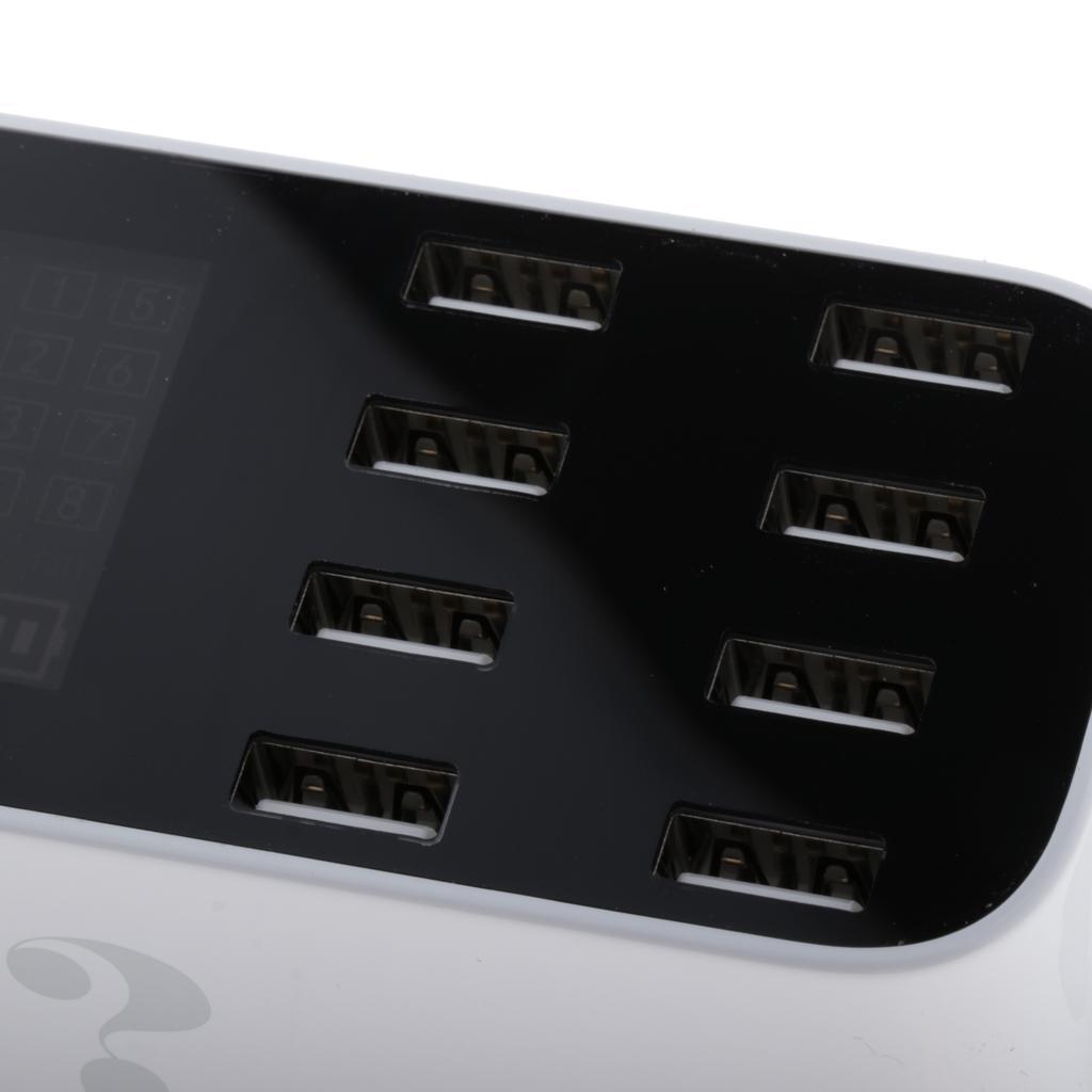 8 Ports USB Charger LCD Display Hub for Laptop  Phone Charging EU