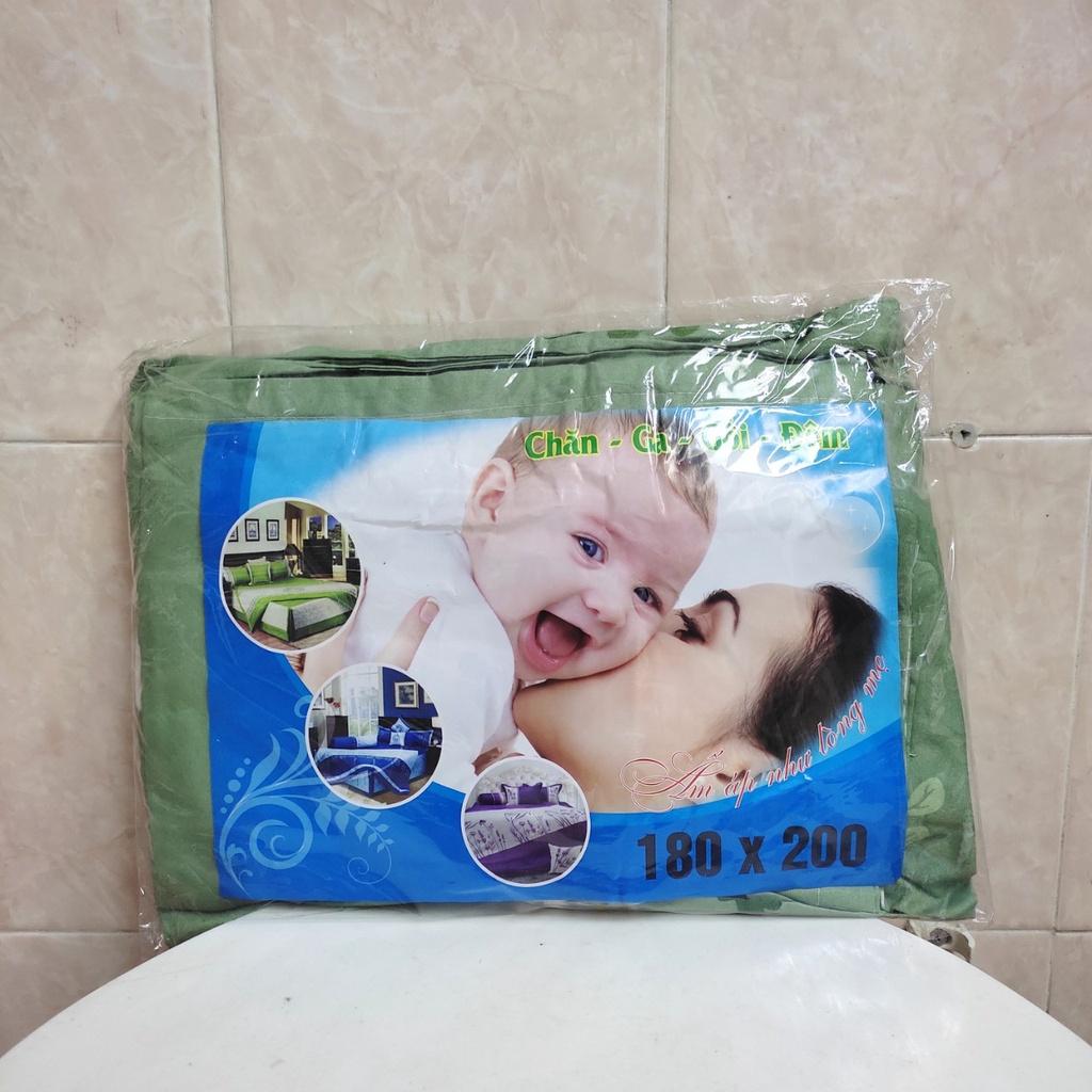 Bộ ga gối cotton giá rẻ 180x200x10cm màu xanh họa tiết hoa cúc