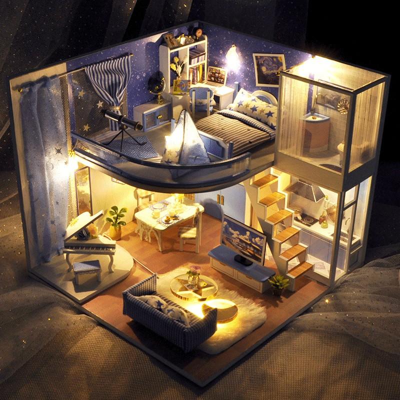 Mô hình nhà DIY Doll House Dream Starry Kèm Mica Chống bụi