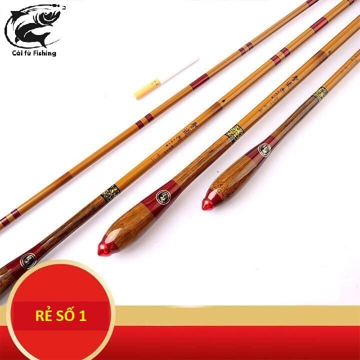 Cần câu tay carbon siêu nhẹ xoắn toàn thân 4H vân gỗ