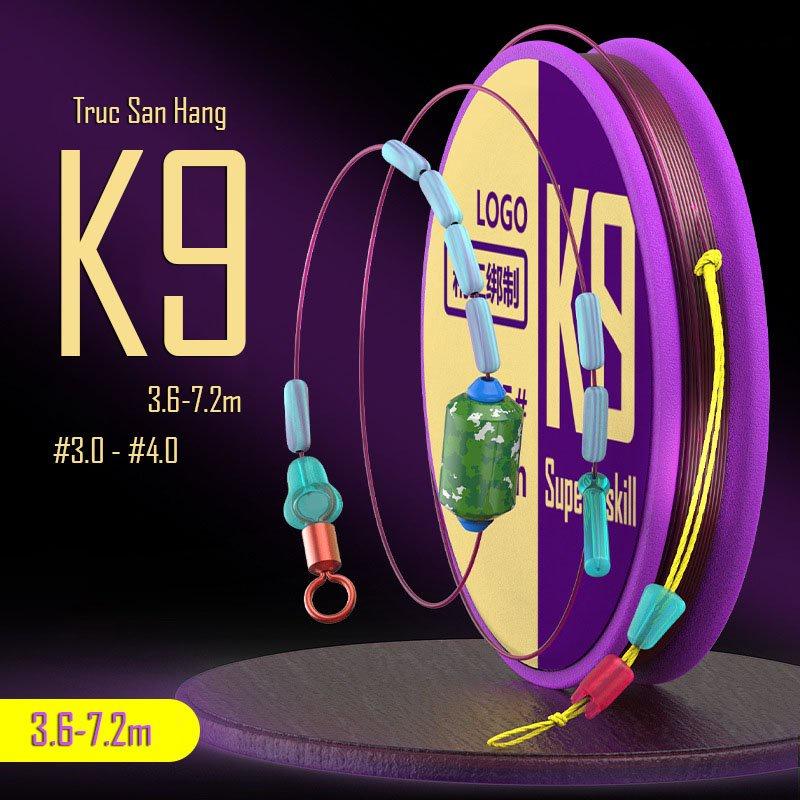 Bộ dây trục câu đơn câu đài buộc sẵn cước câu cá tàng hình đủ kích cỡ, trục săn hàng K9
