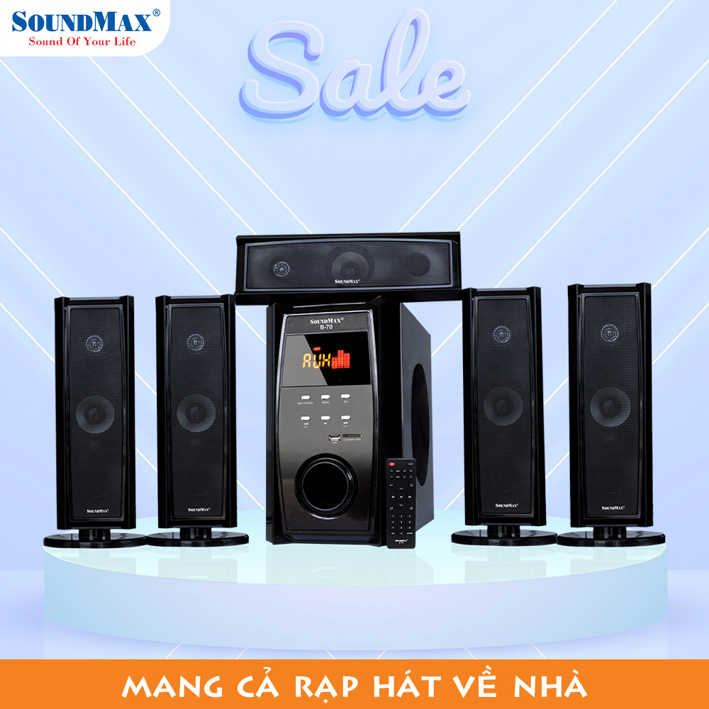 Loa Nghe Nhạc, Xem Phim 5.1 SoundMax B-70 Hỗ Trợ Giải Mã Chuẩn Âm Thanh DTS Và Dolby Digital, Âm Thanh Vòm Như Rạp Hát Tại Gia | SoundMax B70 5.1 Surround Speakers Support DTS And Dolby Digital Decoding - Hàng Chính Hãng