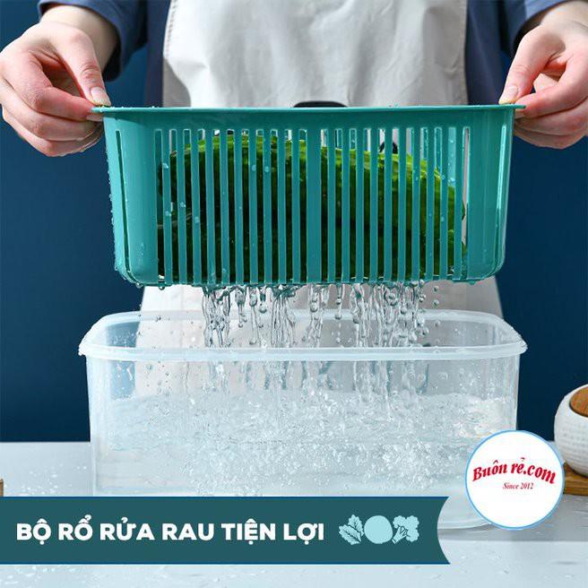Bộ 5 hộp đựng thực phẩm kèm rổ có nắp đậy bảo quản trong tủ lạnh thiết kế 2 lớp đa năng 01464