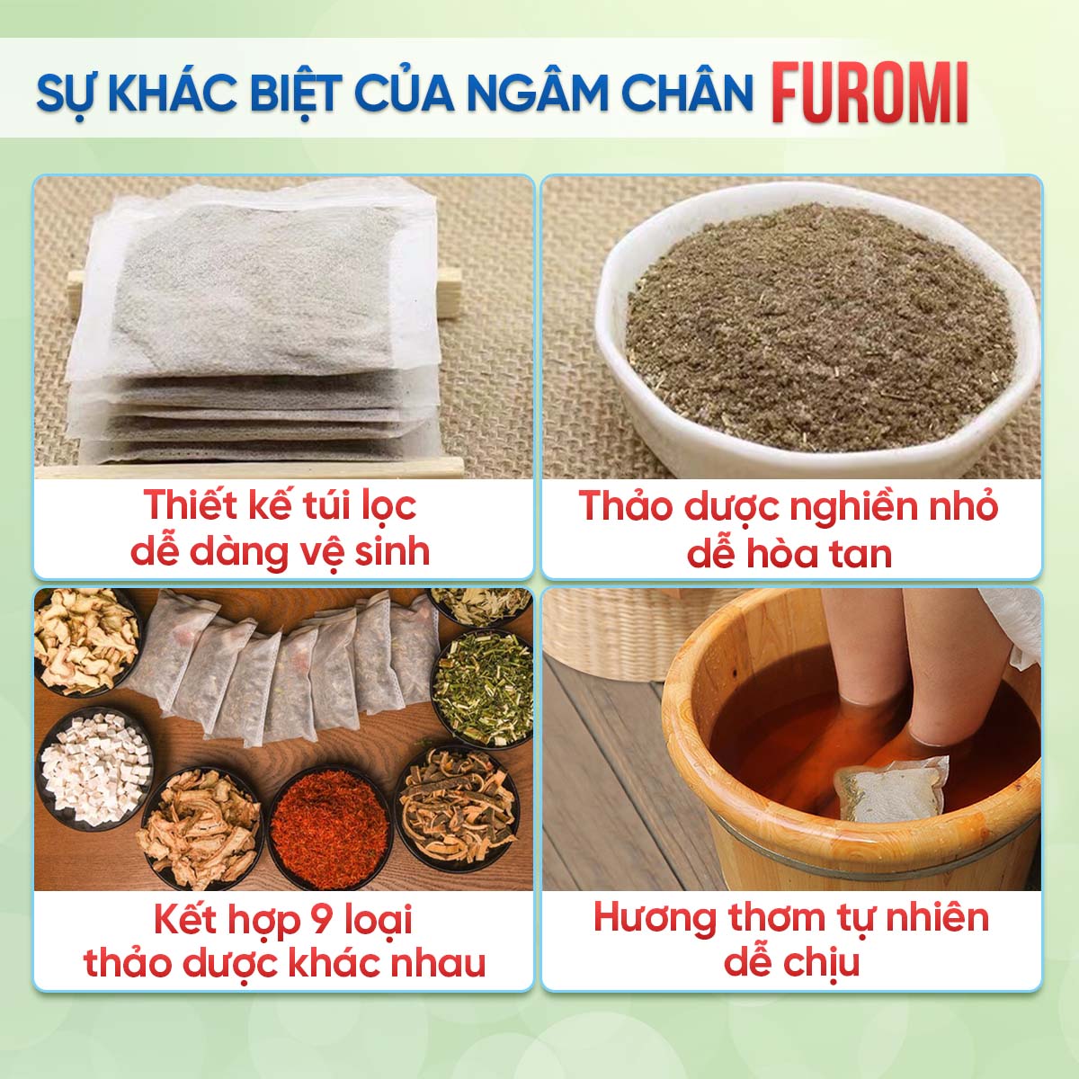 Combo 3 Hộp Thảo Dược Ngâm Chân FUROMI Giúp Giảm Đau Xương Khớp, Khử Mùi Hôi, Thư Giãn Tốt Cho Sức Khỏe 20 Túi Lọc/Hộp