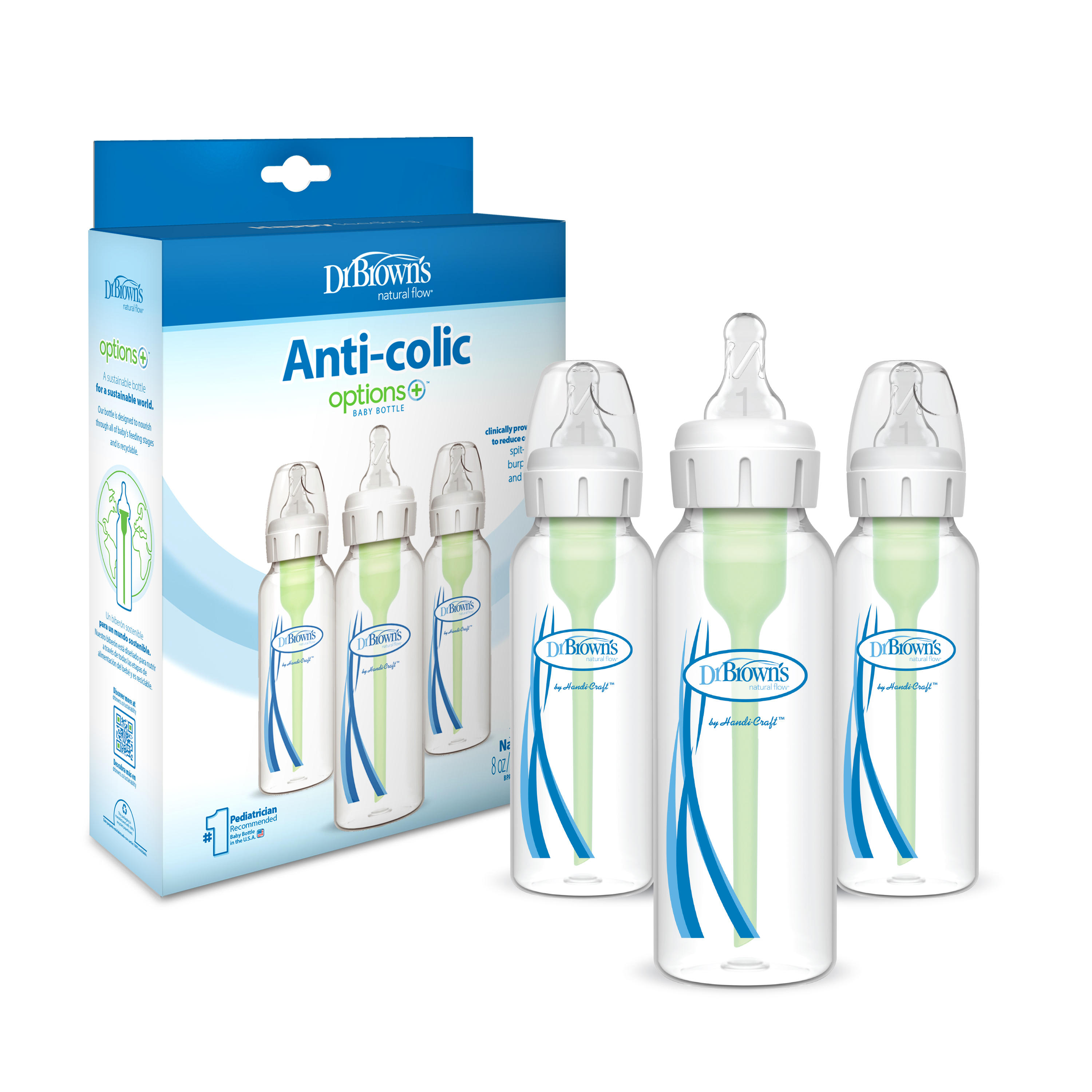 Combo 3 Bình sữa Dr.Brown's cổ thường tùy chọn 250ml nhựa PP