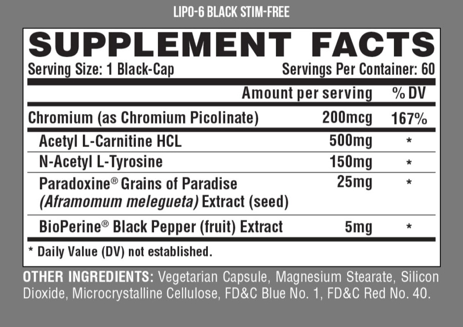 [Chính hãng] Nutrex Lipo 6 Black Stim Free (60 Viên), Hỗ Trợ Đốt Mỡ Giảm Cân, Không Chứa Caffeine