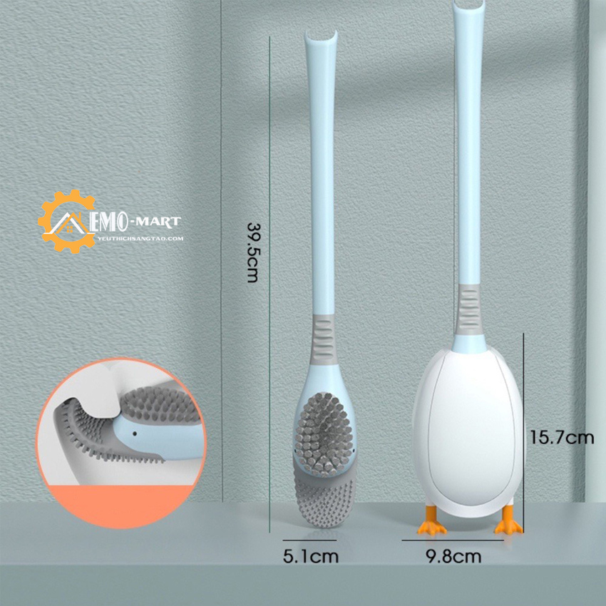 Bộ Bàn Chải Vệ Sinh Toilet Hình Vịt Bằng Silicone Tiện Dụng - Cọ Chà Toilet Silicol Có Hộp Đựng